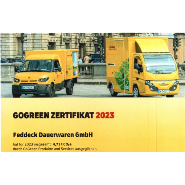 DHL Deutsche Post GoGreen Zertifikat - DHL Deutsche Post GoGreen Zertifikat